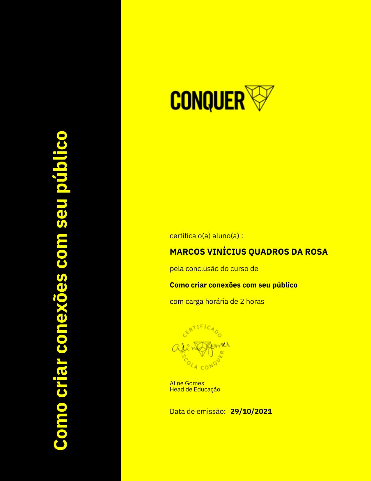Certificado de Como criar conexões com seu público